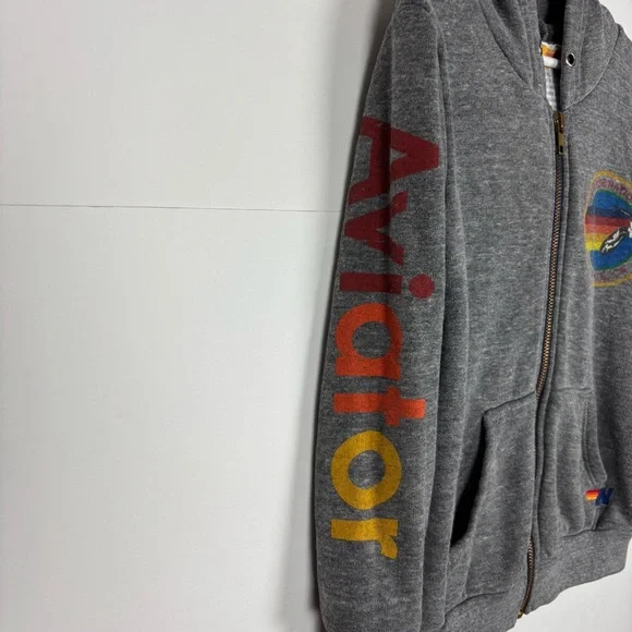 Aviator Nation Zip Hoodie Grey Size 6 - Picture 5 of 10